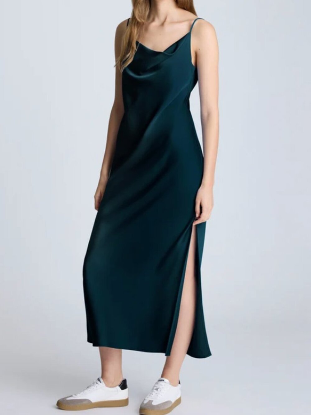 Cowl Neck Side Slit Maxi Slip Dress NWOT